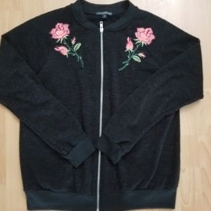 West Kei | Zip-Up Sweater with Rose Detail